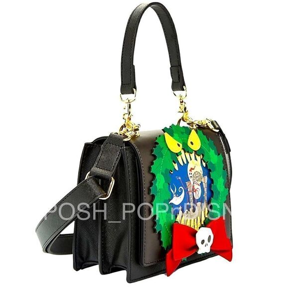 LOUNGEFLY Disney The Nightmare Before Christmas Wreath Handbag Jack and zero - Picture 2 of 4